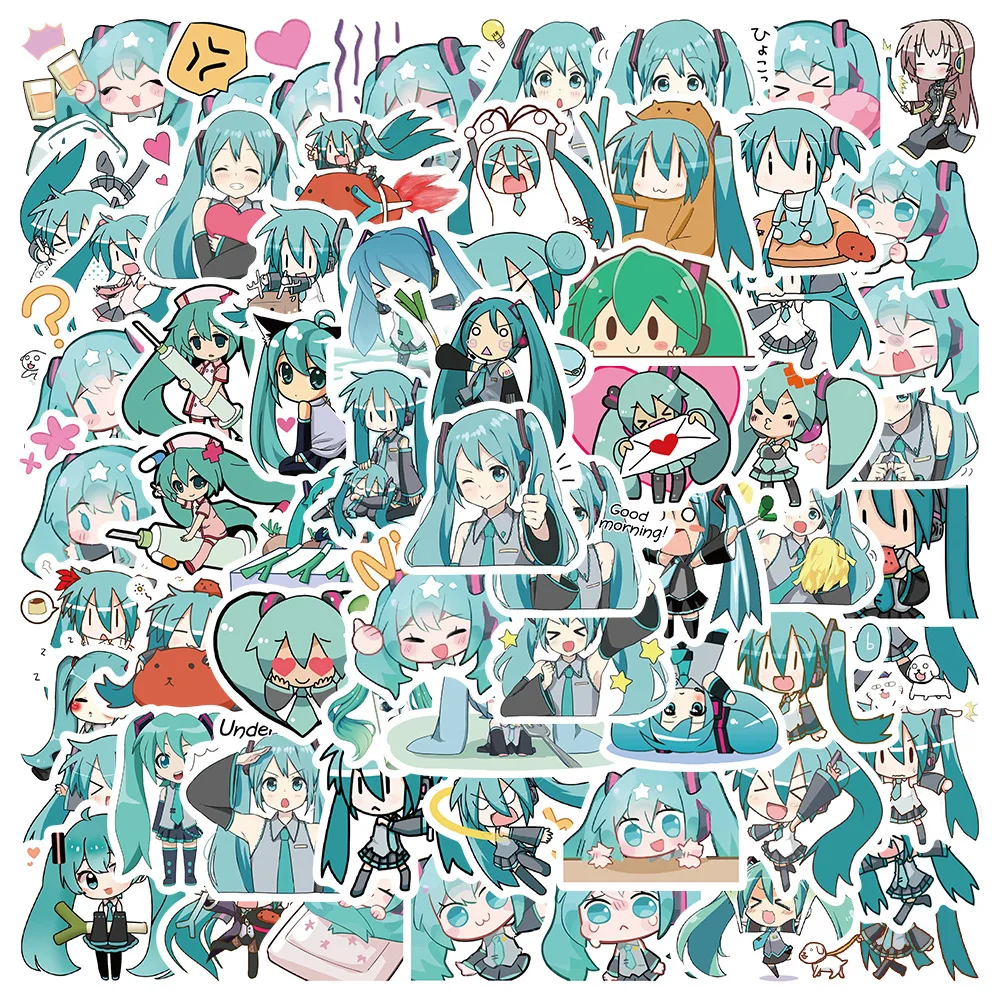Anime Hatsune Miku 10/65Pcs/Set Graffiti Stickers for Laptop Luggage Bicycle Car Skateboard Computer Waterproof Decal Toys DIY |