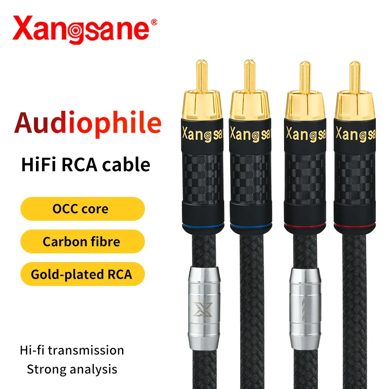 Xangразный Hifi Rca кабель 5N OCC четырехъядерный аудиокабель «штырь-штырь» усилитель питания CD из углеродного волокна аудиокабель