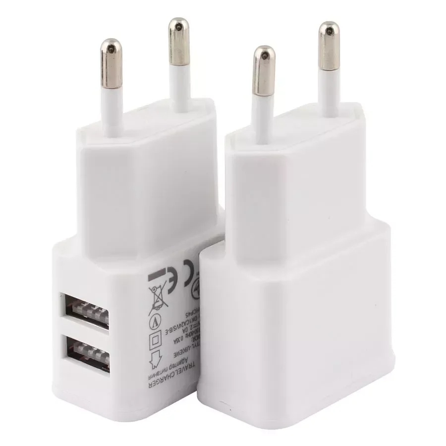 

NEW2023 2.0A Plug Dual Double USB mobile charger Wall AC Charger Home or Travel xs xr xsmax ipad