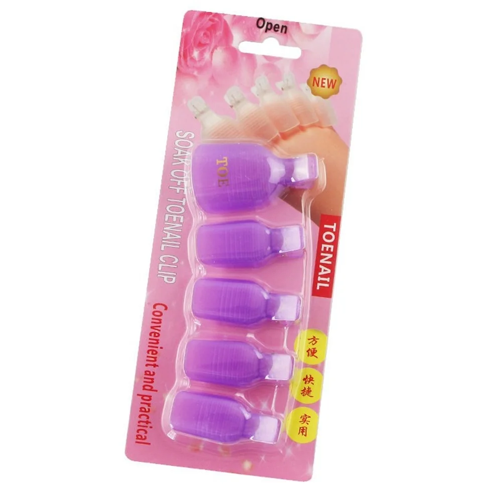 

5 Pcs Foot Toe Soak Off Cap Set Colorful Plastic Clip UV Gel Polish Remover Wrap Manicure Nail Art Tool Kit Manicure Tool