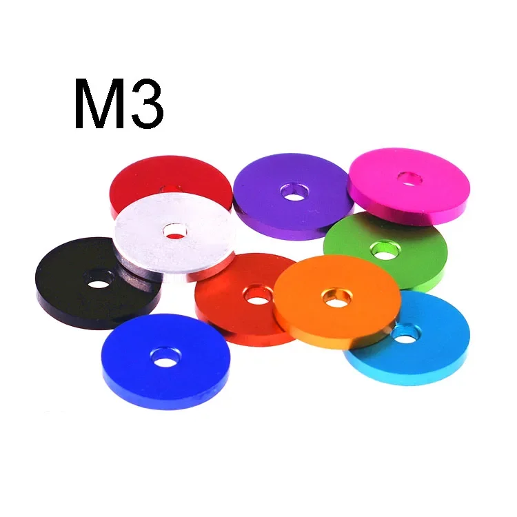 2 шт. цветные анодированные алюминиевые плоские шайбы M3