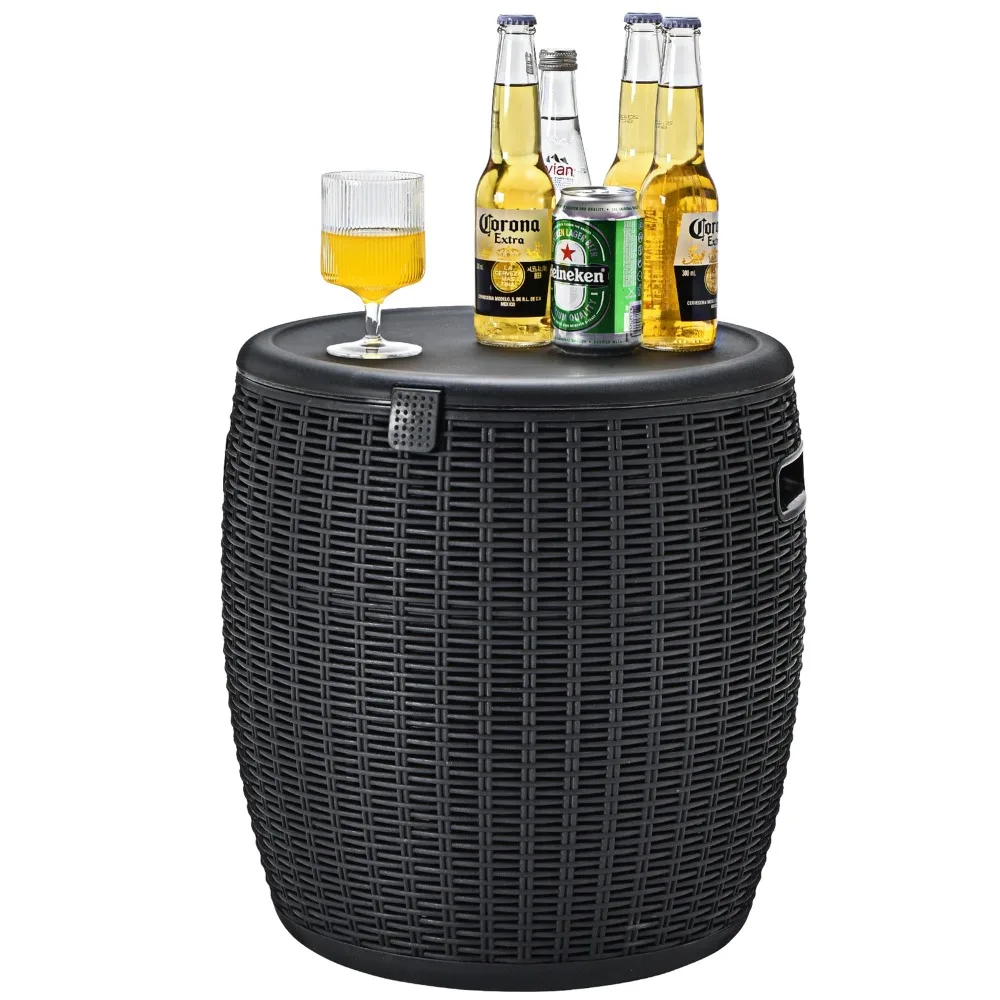 

Gallon Terrace Freezer Bucket Cocktail Side Table with Lid Black Cool Bar Table