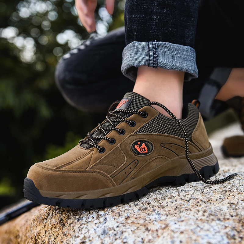 HIKEUP Outdoor Hiking Shoe Women Casual Sports Wear-Resistant Double-Sided Fleece Mountaineering Shoes High Quality Leather