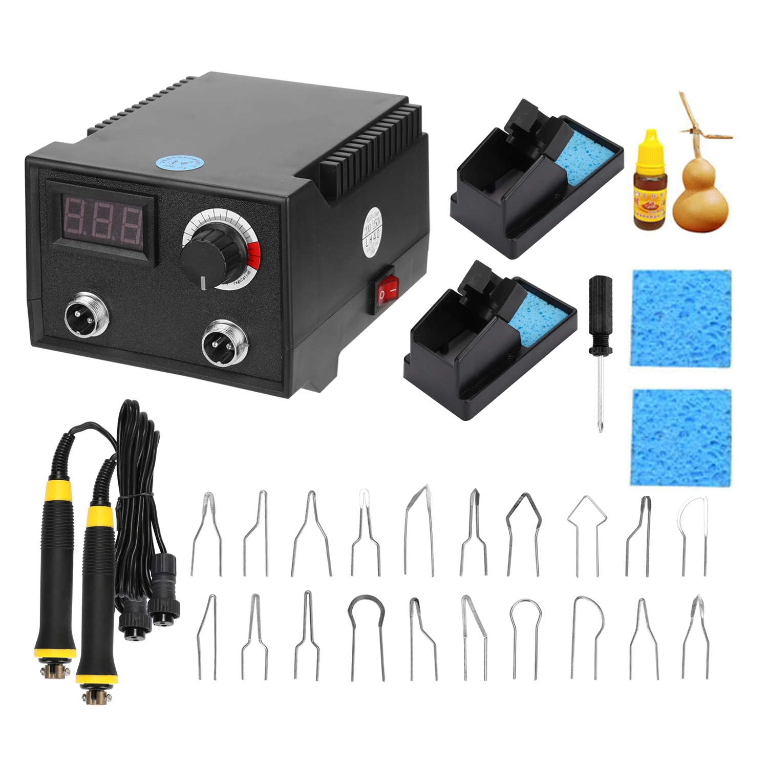 

110V/220V Adjustable Temperature Wood Burner Pyrography Pen Wood Burning Machine Gourd Crafts Tool Set With Welding Wire