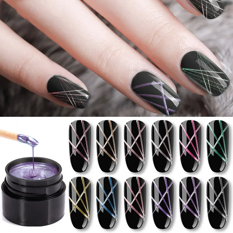 

Colors Spider Line Nails Art Gel Polish Boxed UV Painting Gel Nail Polish Spider Gel Lacquer Web Stickers Gel Dropship