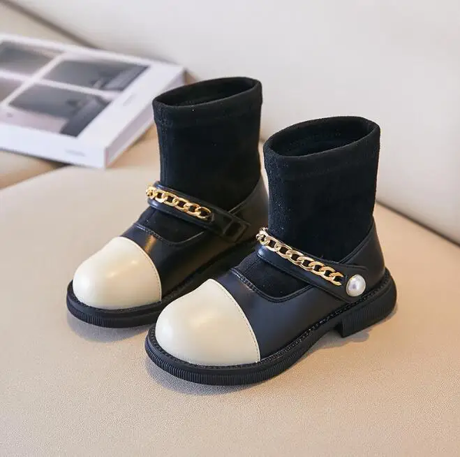 

New Children Shoes Boots for Girls Size 26-36 Winter Snow Boots Fashion Leather Waterproof Winter Kids Plus Cashmere Warm Boots