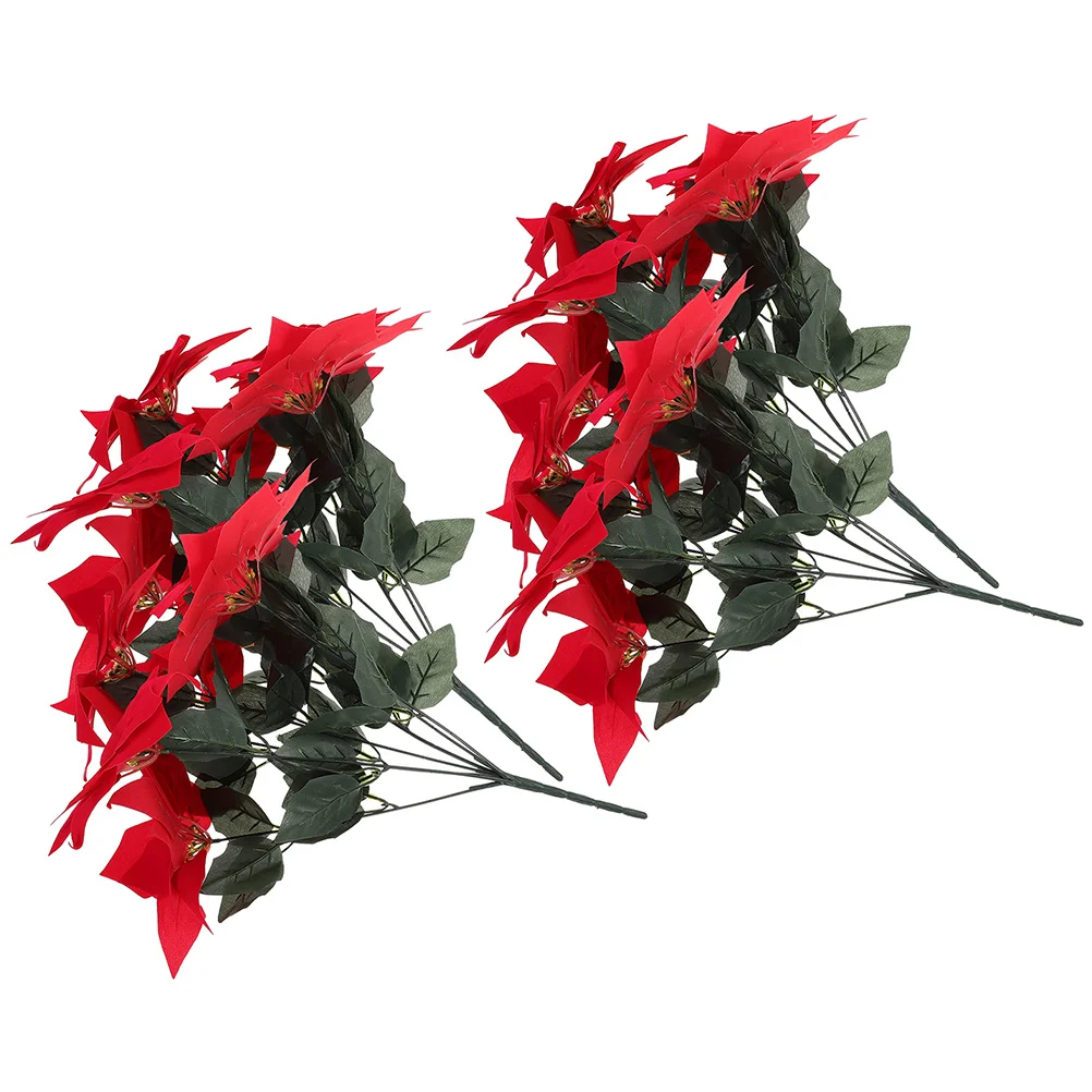 

4Pcs Artificial Poinsettia Bouquet Fake Poinsettias Flowers for Christmas