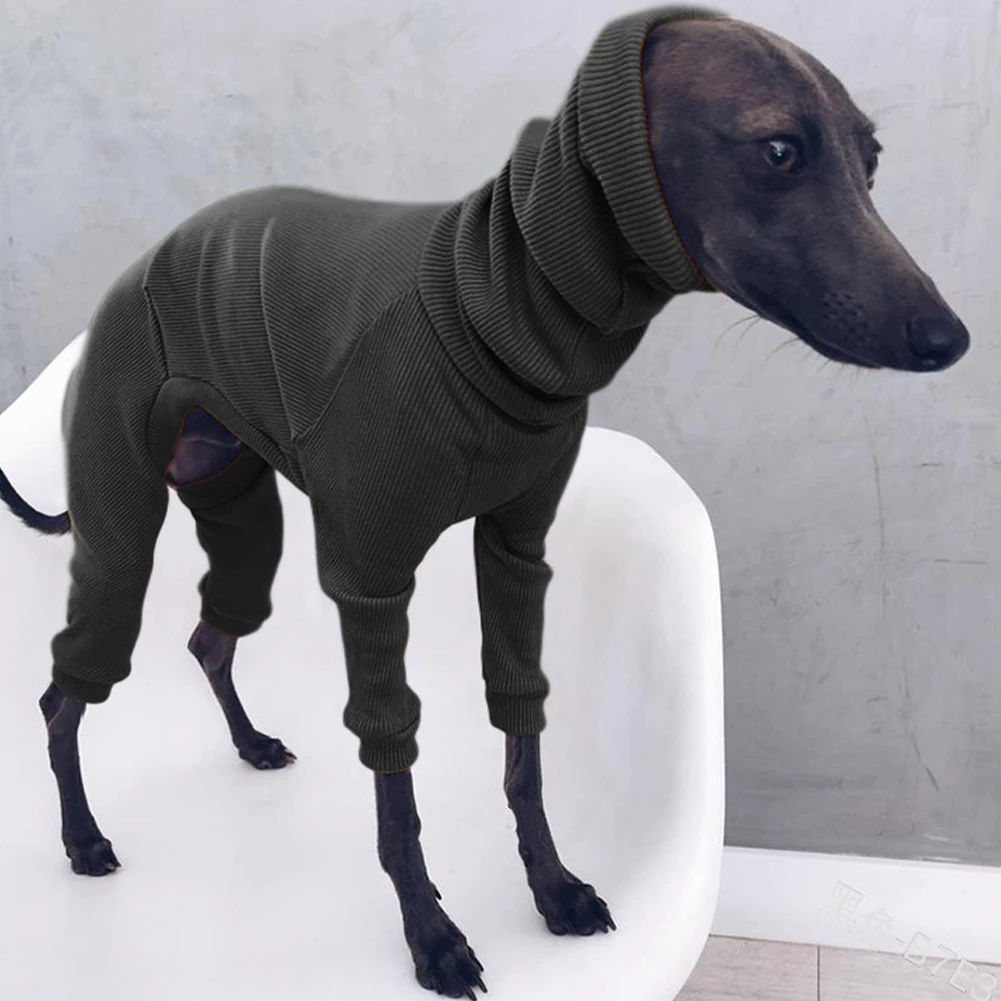Solid Four-legged Rib Dog Clothes Turtleneck Pet Sweater for Whippet Italian Greyhound Winter Pullover Jumpsuit for Big Dogs