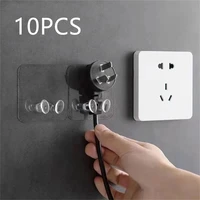 10pcs hook power plug hanger socket holder gadgets storage kitchen organizers bathroom accessories wall hanging self adhesive
