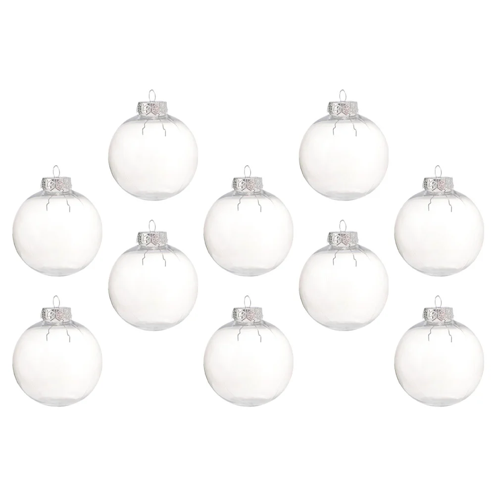 

10 Pcs Christmas DIY Circle Clear Ornaments Holiday Xmas Balls Decor Delicate Hollow Pendant Plastic Festive