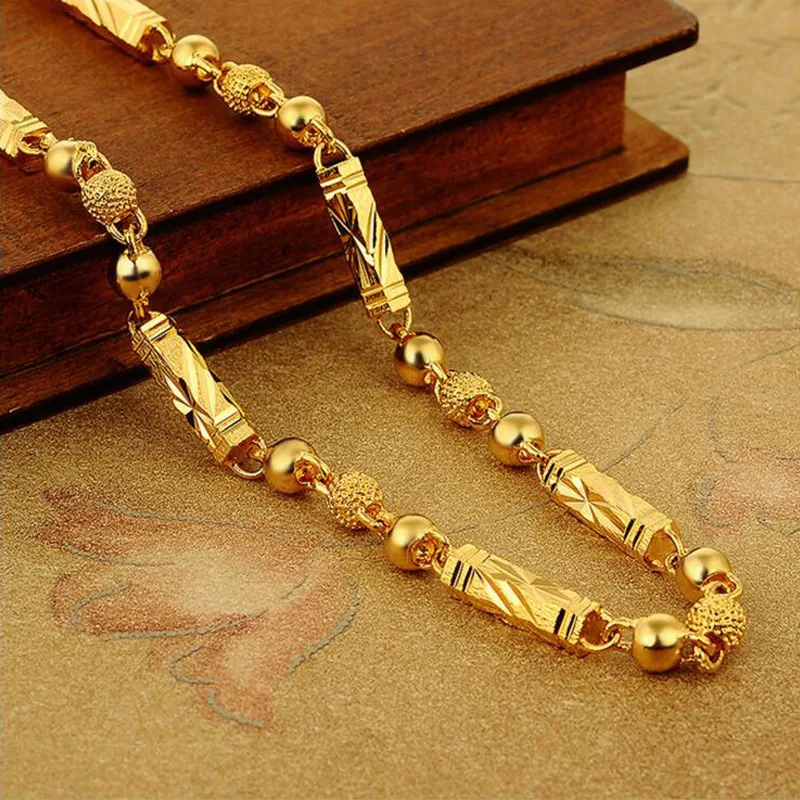

Простое мужское ожерелье из 18-каратного золота, гексагональная цепь Будды из бамбука, ювелирные изделия, ожерелье до ключиц для мужчин, пода...