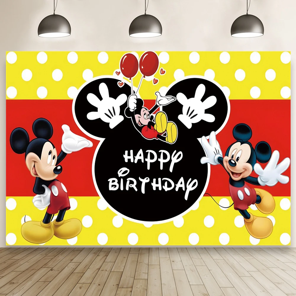 

120x80cm Disney Mickey Minnie Mouse Theme Party Backdrop Decoration Kids Happy Birthday Party Decor Props Baby Shower Background