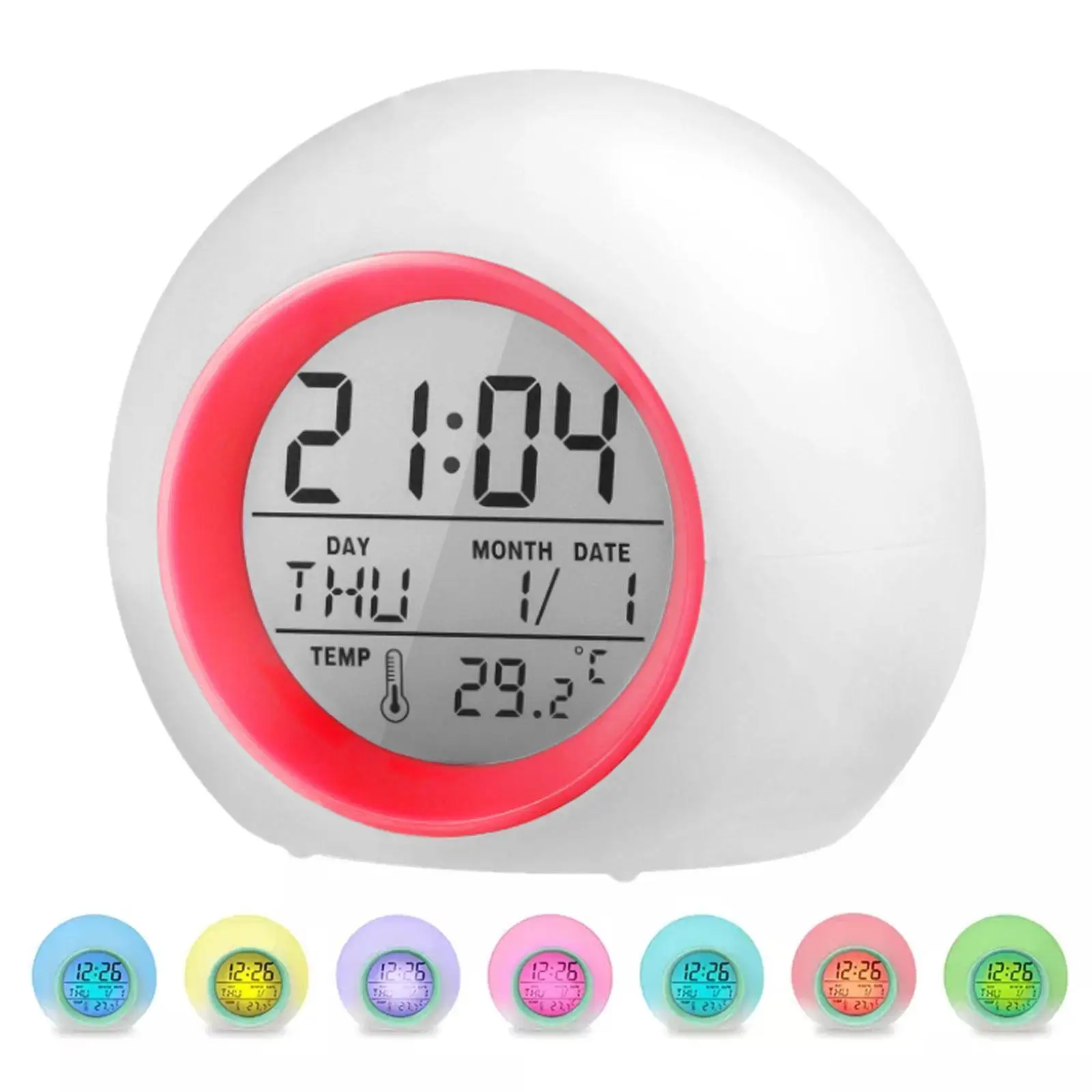 Купи Cute Kids Digital Alarm Clock Night Light Snooze Temperature Cute Sleep Children Bedside Wake Detect Up Alarm Clock Timer P9h4 за 162 рублей в магазине AliExpress