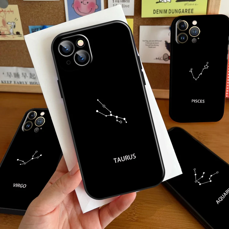 

Twelve Constellations Phone Case For iPhone 14 13 12 11 Pro Max 12 13 Mini X XR XS Max 7 8 Plus TPU Full Protection