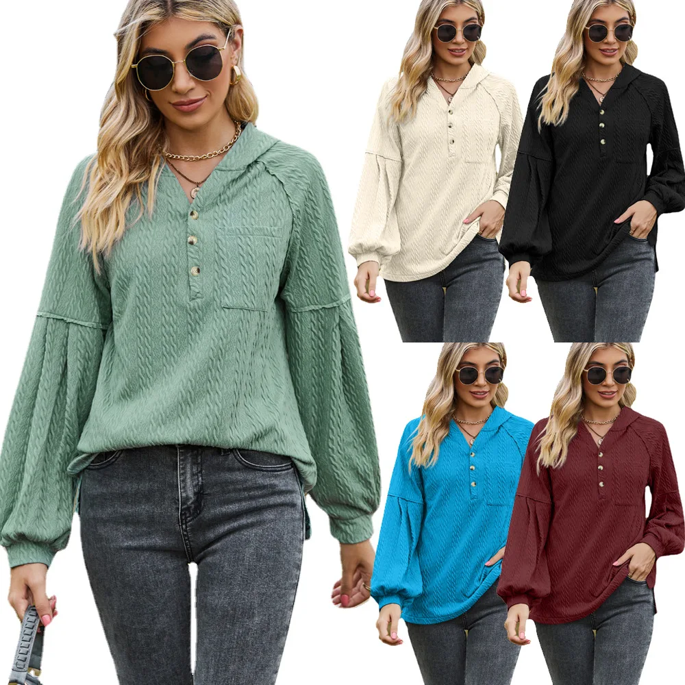 

2023 Autumn/Winter New Solid Color Hoodies Women Pocket Long Sleeve Loose Hooded Women's Coat Sweatshirt Hoodie