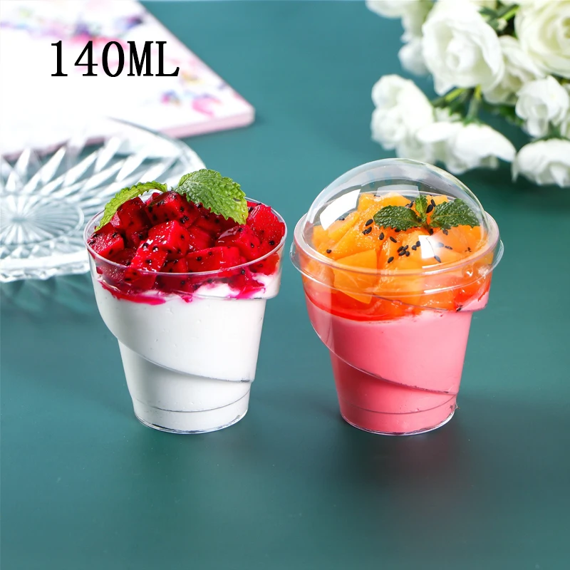 

Promotion-10PCS140ML Dessert Cup Transparent Pudding Cup Disposable Plastic Tableware Party Wedding Supplies Decoration Utensils