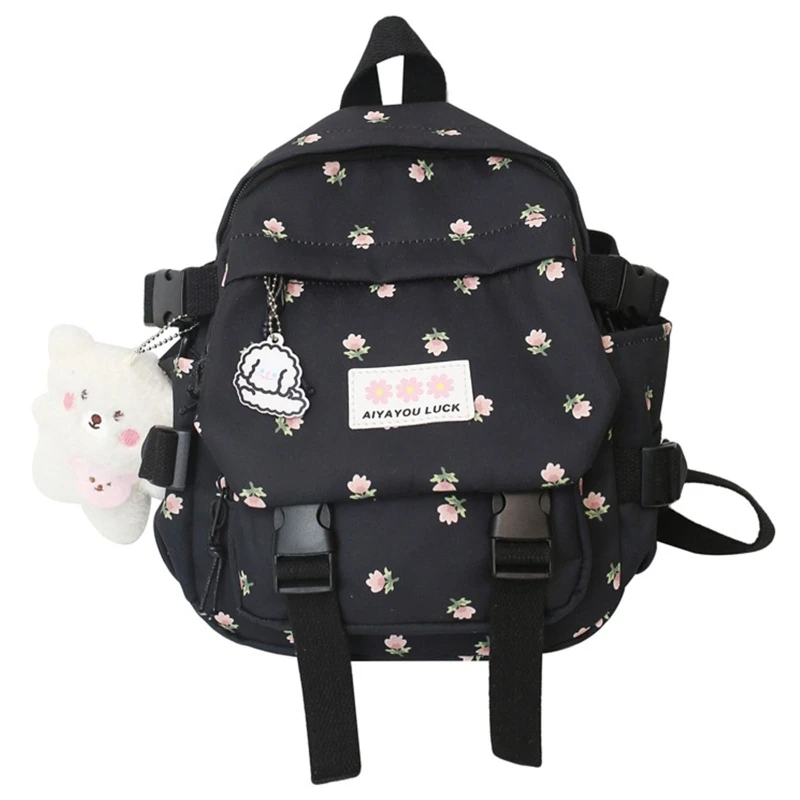 Женский нейлоновый школьный рюкзак с подвеской, милый рюкзак-трансформер на ремне с Заколкой, модная повседневная дамская сумочка