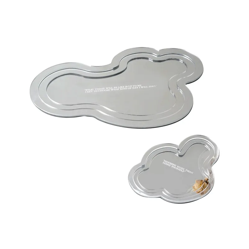 

Тарелка-органайзер для хранения, акриловая, зеркальная, серебристая, в форме облака, для кухни, гостиной, декоративные украшения, реквизит д...