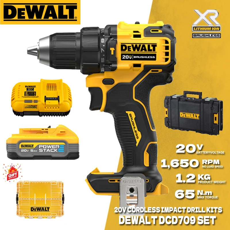 DEWALT DCD709 20V MAX Cordless Drill Kit Brushless Motor Power Tool With 20V Lithium-Ion Battery Impact Drill Driver Set DCB118