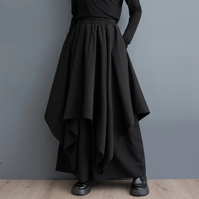 Женские широкие брюки с высокой талией #2963 женские ассиметричные разрезом