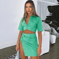 sunny y j v neck y2k green mini bodycon dress shirt sexy black summer short sleeve casual hollow out women party dresses beach