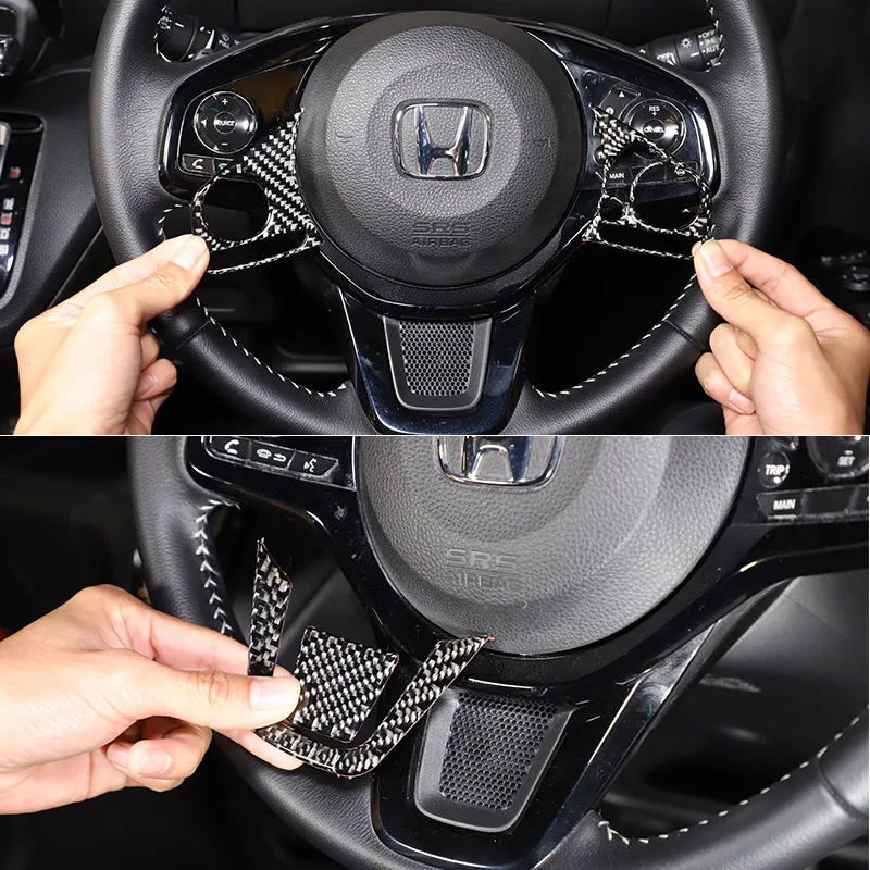 

For Honda N-BOX JF3 JF4 2017 2018 2019 2020 2021 Soft Carbon Fiber Car Steering Wheel Button Cover Trim Sticker Car Accessories