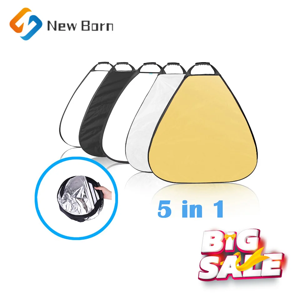 

Портативный Отражатель 5 в 1, 60 см, 5 цветов, треугольный рассеиватель для фотосъемки, аксессуары для фотостудии