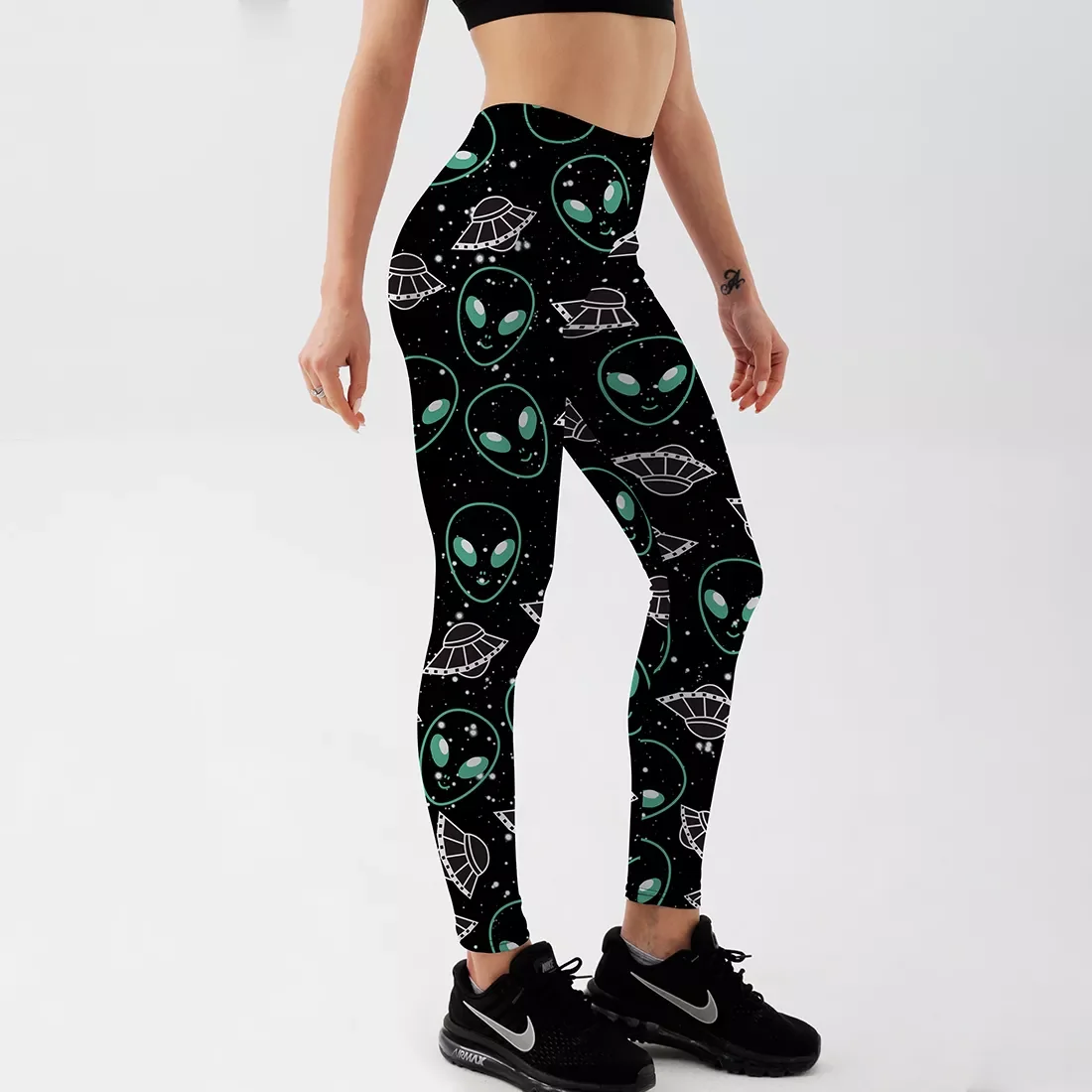 

Новинка, женские леггинсы для фитнеса с принтом НЛО и космического корабля в необычном стиле, летние модные пикантные облегающие длинные бр...