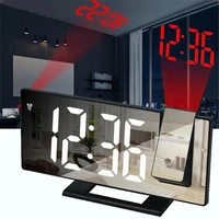 projection alarm clock led large display temperature electronic clock digital alarm clock led mirror display 180 %c2%b0 rotating