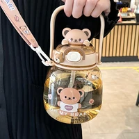 1 3l tumbler with straw cute water bottle for girl kid large capacity mug outdoor sport drinking kettle portable kawaii bear cup