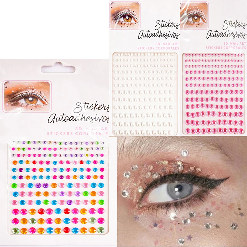 

Face Jewels Nail Stickers Self Adhesive Eyeshadow Stickers 3D Diamond DIY Brow Makeup Face Tattoo Bady Makeup Tools Rhinestones
