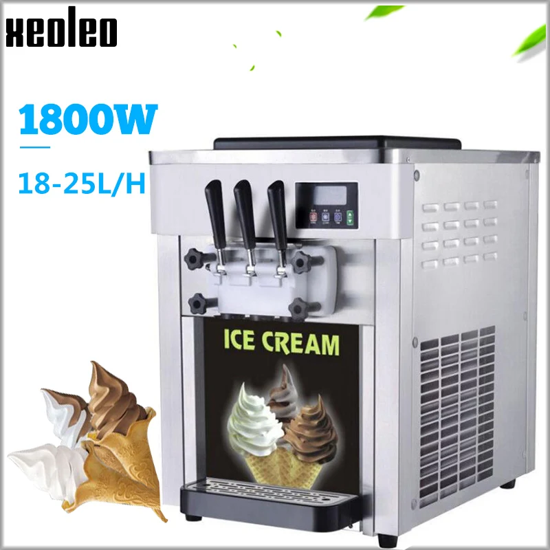 

XEOXEO Desktop 3 Flavor Soft Ice Cream Machine 1800W Commercial Ice Cream Maker 18L/H Yogurt Machine 220V/110V CE Air-cooling