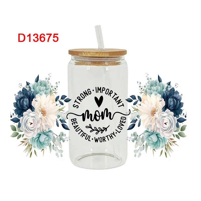 

3D UV DTF переводит наклейки на 16 унций, фотообои с принтом на день матери для самостоятельного изготовления стекла, керамики, металла, кожи и т. д. D13675