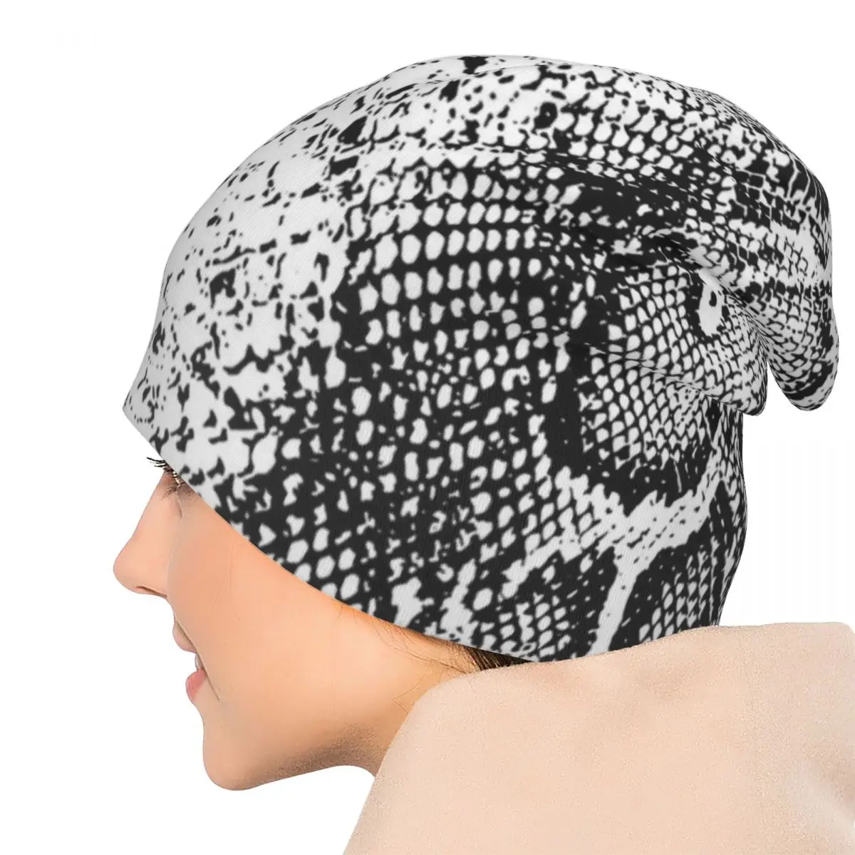 Змеиная кожа Шапки-бини из питона Черно-белые крутые шапки Мужчины Женщины Kpop