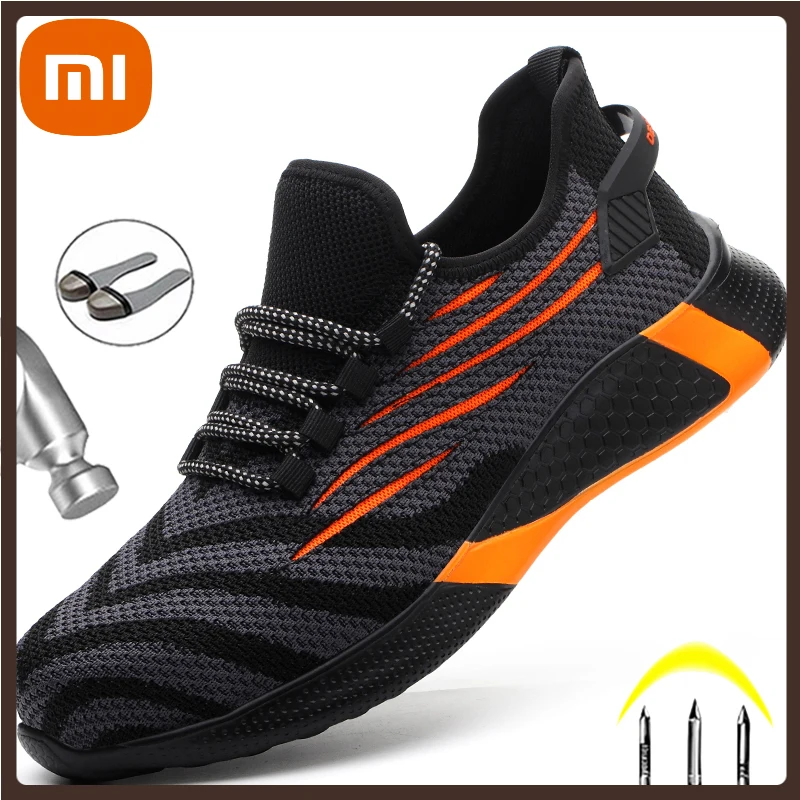 

XIAOMI Sport Safety Shoes Men Work Boots Men Indestructible Sneakers Mens Steel Toe Shoes Work Security Boots Industrial Shoes
