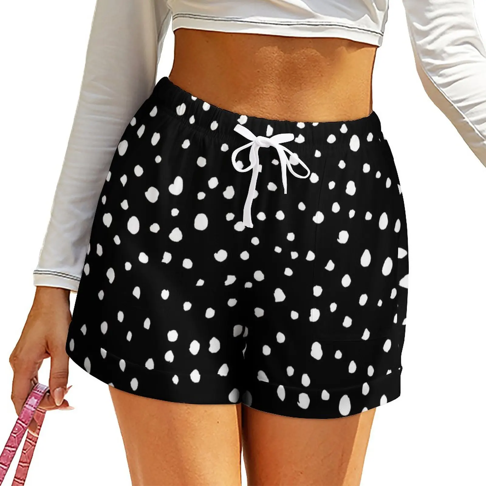 

Dalmatian Spots Print Shorts High Waisted Night Club Shorts Female Streetwear Oversize Short Pants Summer Pattern Bottoms