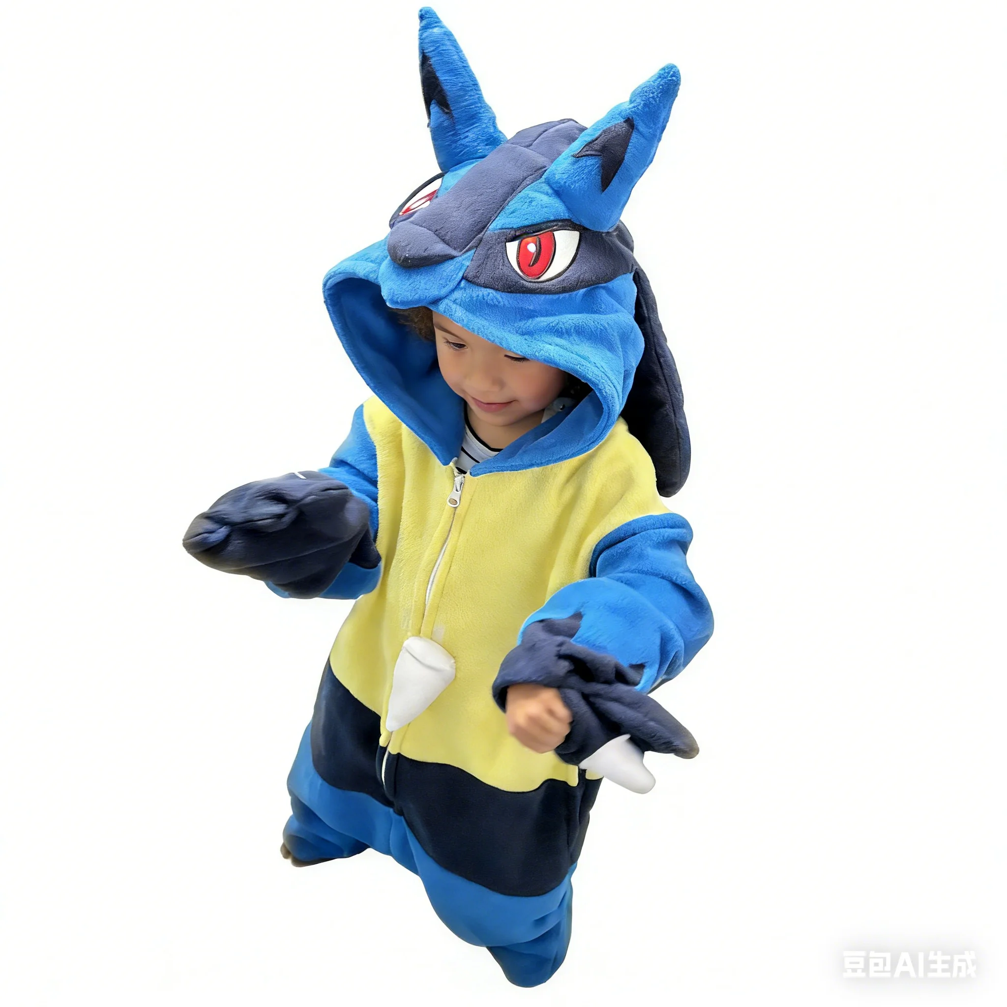 Фото Детские комбинезоны Lucario Kigurumi, детские цельные пижамы, костюм для косплея с героями мультфильмов, одежда для сна на Рождество и Хэллоуин, домашняя одежда в стиле аниме №3