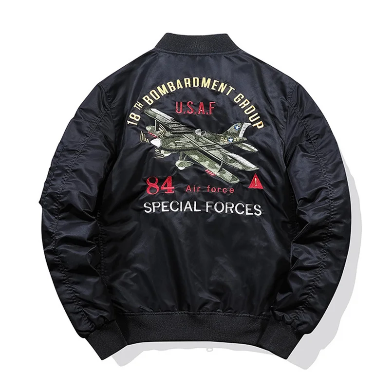 

Spring Bomber Jacket Men Style Sukajan Embroidered MA1 Coat Military Flight Long Sleeve Baseball Streetwear Y2K Golf Clothes