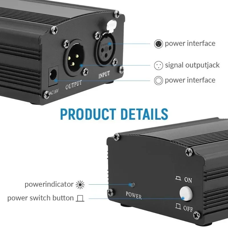 фантомное питание 48 В прямая трансляция зарядное устройство для звуковой карты