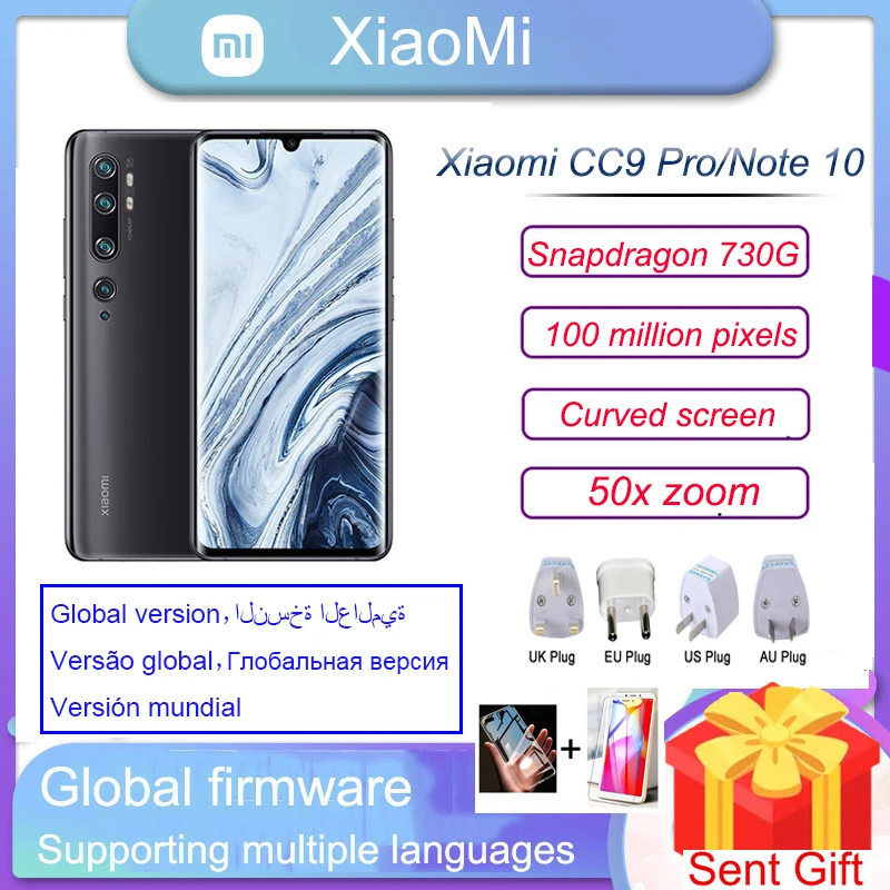 Xiaomi cc9 pro Smartphone xiaomi Note 10 4G 50x Zoom 100 Million  Hyperboloid Screen Pixels 5260mAh battery 6.47 Inches