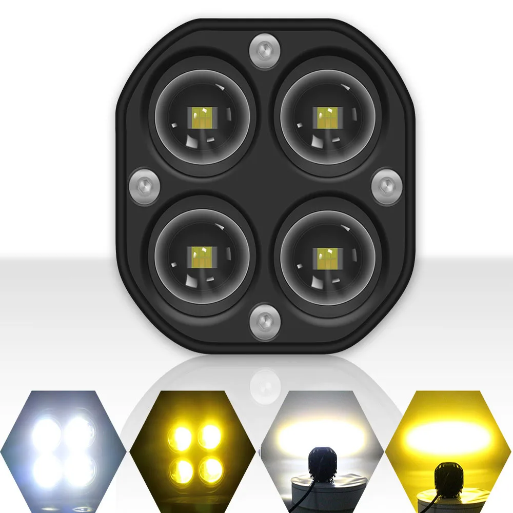 

Led Dual Color Fog Light White/Yellow 3 Inch 40W Lens Spotlight Led off-Road Vehicle Light Work Light For Car Motorcycle Truck