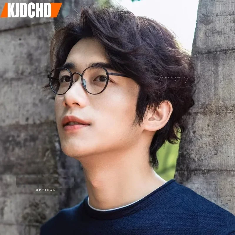 Оправа для очков из чистого титана мужские круглые овальные очки в стиле ретро