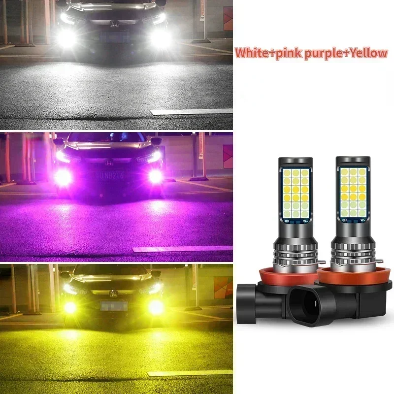 

Автомобильная светодиодная противотуманная фара с мигающей 3030, трехцветная противотуманная фара, красная, зеленая, розовая, синяя, супер яркая H3 H8 H11 9006 9005 H7 Модифицированная