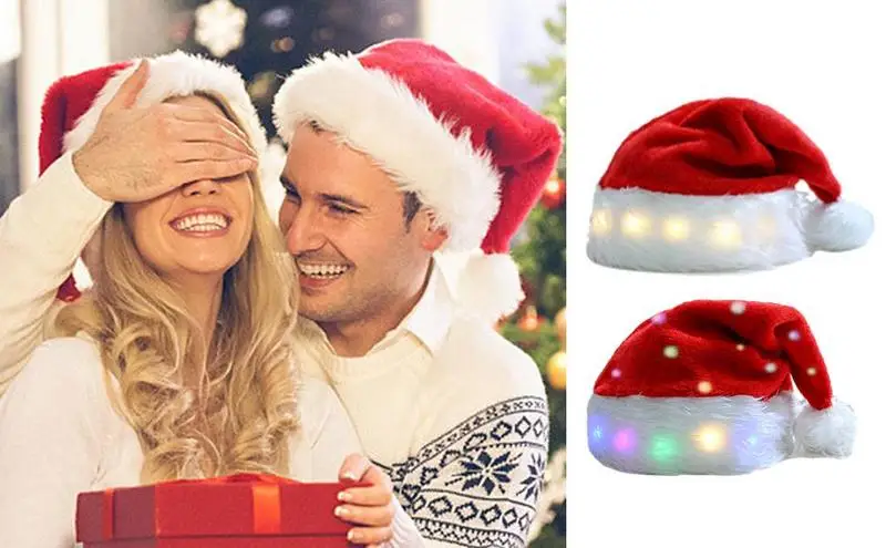 

Christmas Hat With Led Light Winks Novelty Plush Funny Santa Hat Christmas Caps For Kid Children Gift Party Costume Accessories