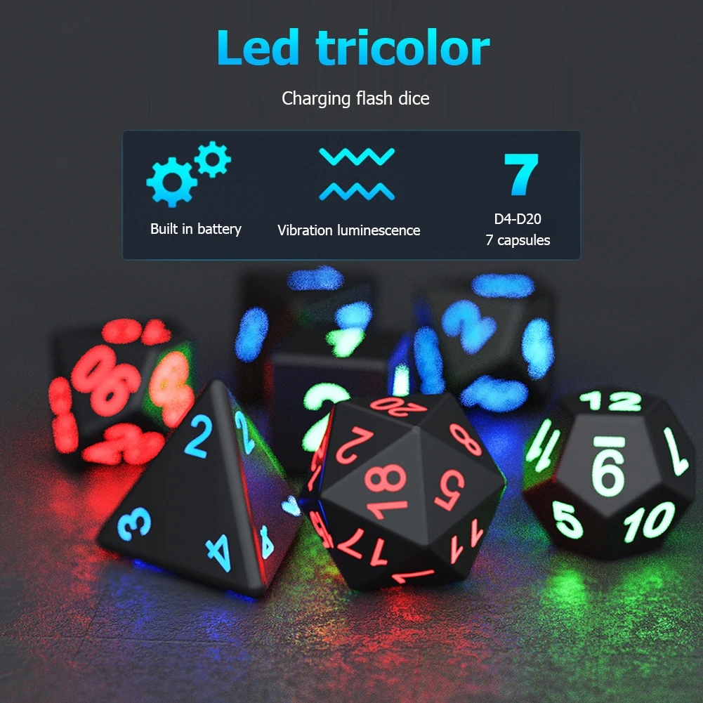 

Electronic Luminous LED DND Dice Set Multiple Sided Dice for Adults Board Game Party Entertainment Toys