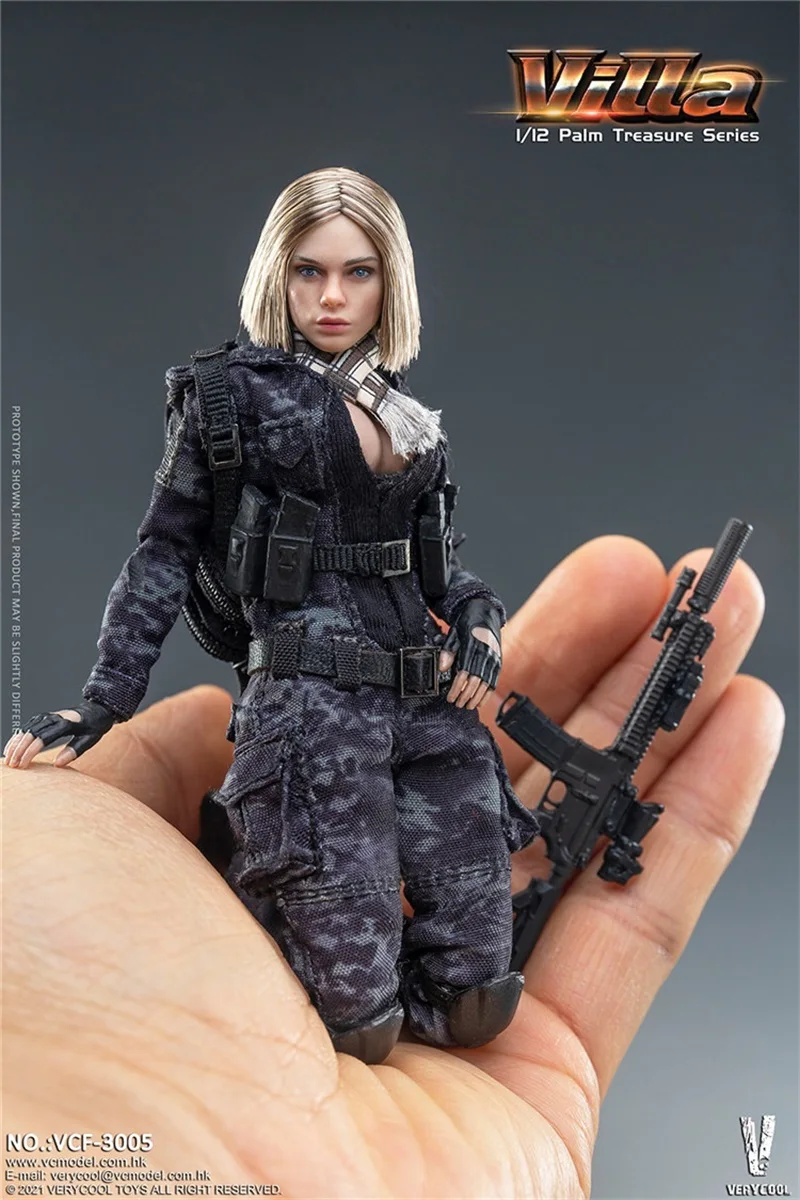 

In Stock 1/12 VERYCOOL VCF-3005 Palm Treasure Series Black MC Camouflage Women Soldier Villa Full Set Body For Doll Gift Collect