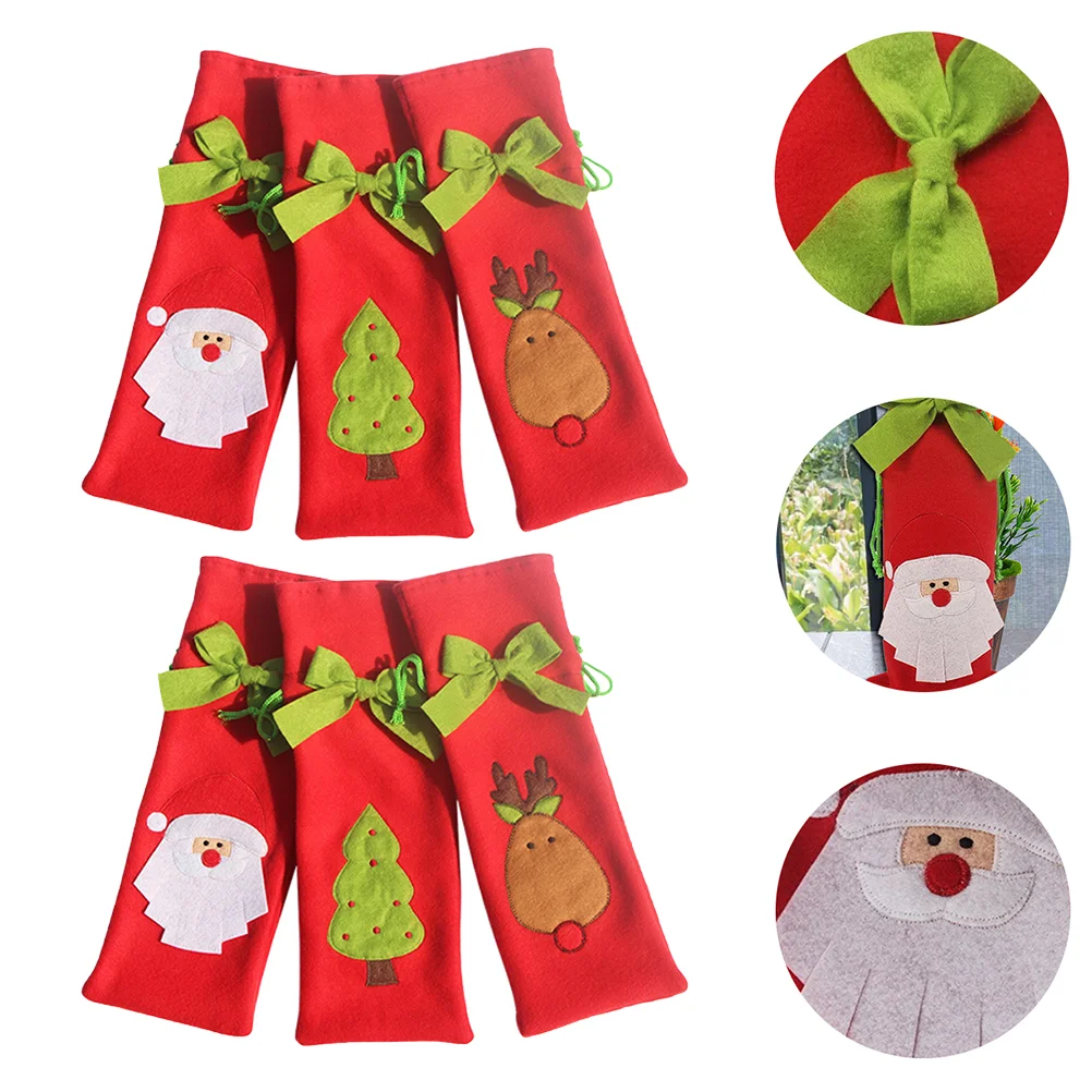 

Bottle Christmasreusable Santa Sleeve Pouch Gift Pants Carrier Cover Snowman Casecovers Decor