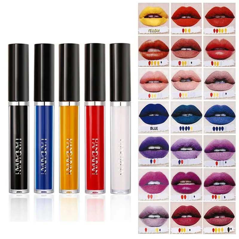 

Lip Gloss Set | 5 Pcs Non-Sticky Liquid Lipstick DIY | Lip Makeup Gives Lip Shine Elasticity Highly Saturated Pigment Molecules