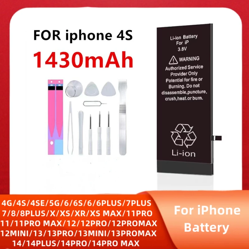 

Original IC Battery for Apple Mobile Phone, for iPhone 5S, 5, 6S, 6, 7, 8 Plus, X, SE, SE2, XR, XS, 11, 12, 1314, Mini Pro Max