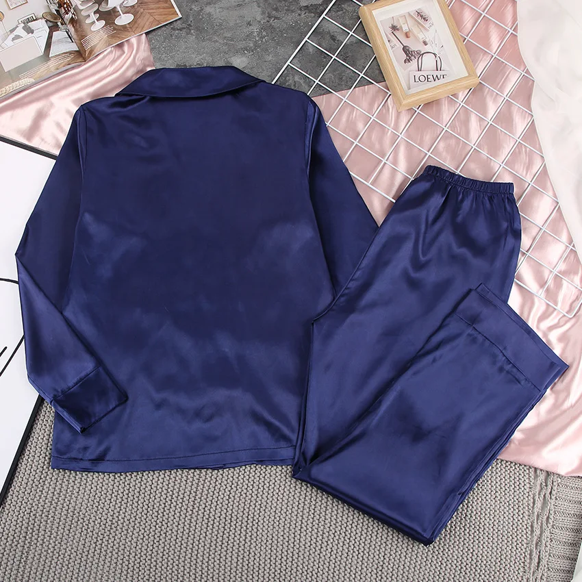 High Quality Women Pijamas Pajamas Turndown Collar Pocket Casual 2 Pieces Set Sleepwear Homesuit Nightwear